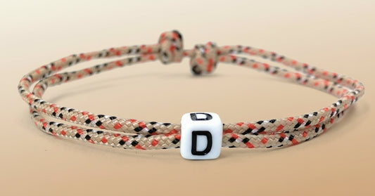 Freundschaftsarmband mit Buchstabe, Surfer Buchstaben Armband, Verstellbar, Tartan Beige