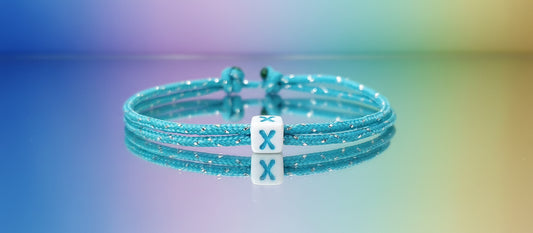 Freundschaftsarmband mit Buchstabe, Surfer Buchstaben Armband, Verstellbar, Türkis und Silber Metlon Tracers