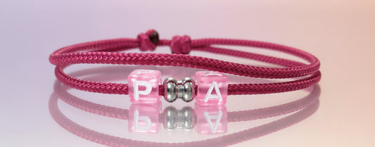 Freundschaftsarmband mit 2 Buchstaben und Edelstahl Bead, Surfer Buchstaben Armband, Verstellbar, Viva la Vino