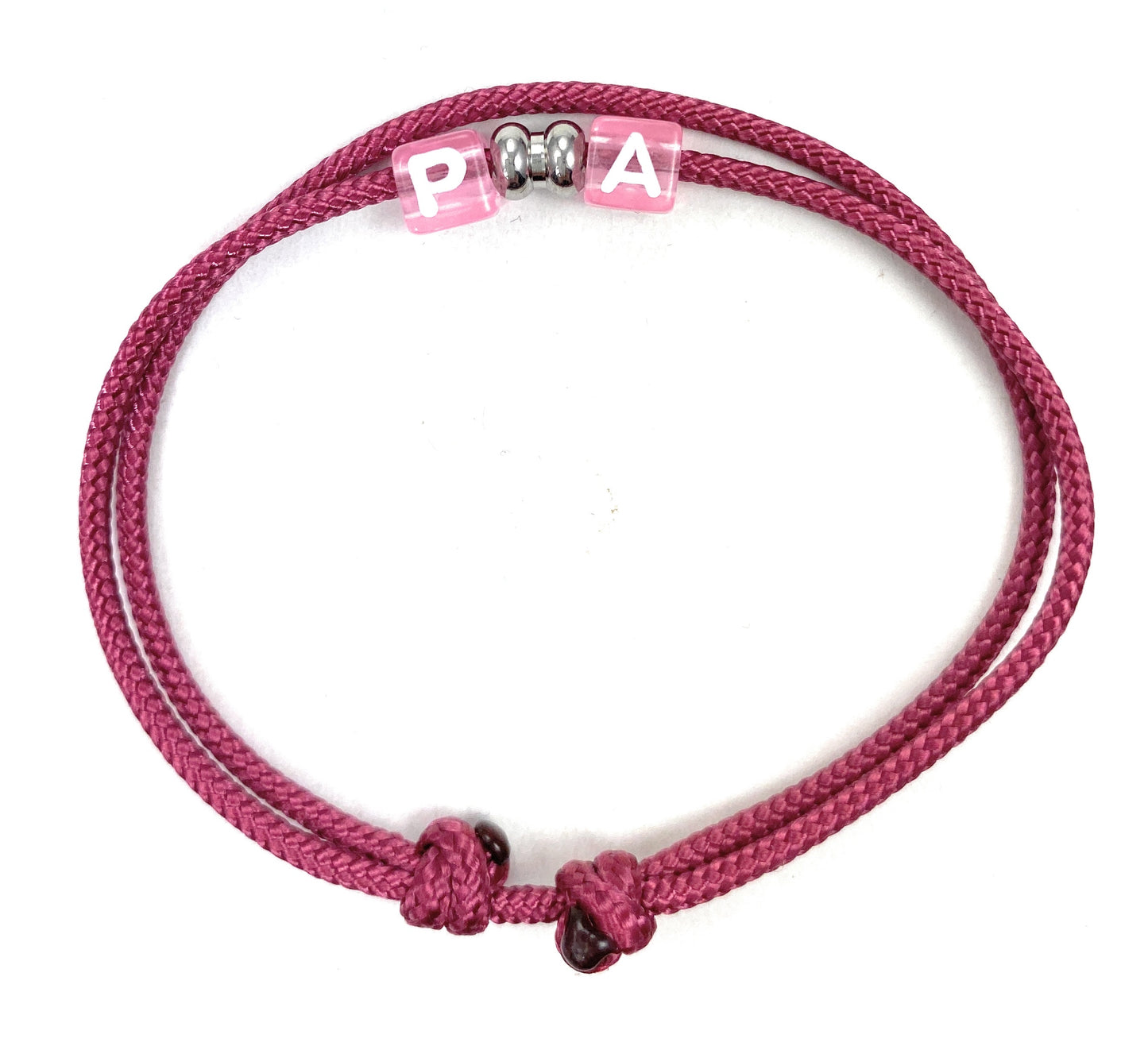 Freundschaftsarmband mit 2 Buchstaben und Edelstahl Bead, Surfer Buchstaben Armband, Verstellbar, Viva la Vino