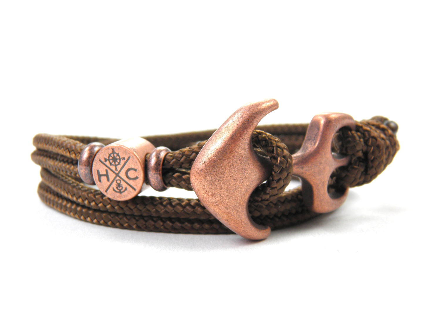 Maritimes Surfer Edelstahl Anker Armband-US Paracord III-Verstellbar-Unisex-Frauen, u. Männer-Geschenk-Walnut Brown