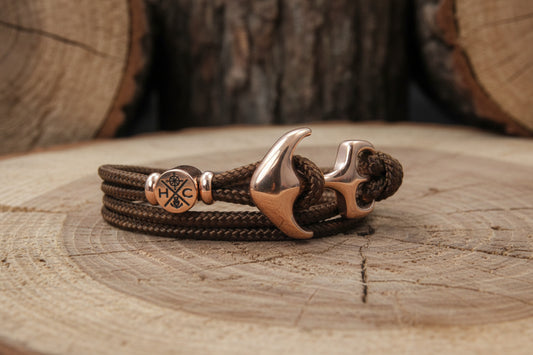 Maritimes Surfer Edelstahl Anker Armband-US Paracord III-Verstellbar-Unisex-Frauen, u. Männer-Geschenk-Walnut Brown