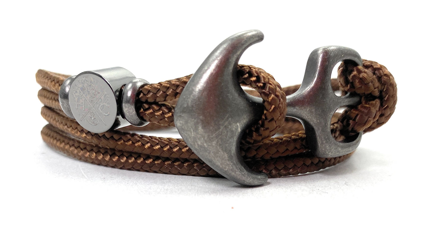 Maritimes Surfer Edelstahl Anker Armband-US Paracord III-Verstellbar-Unisex-Frauen, u. Männer-Geschenk-Walnut Brown