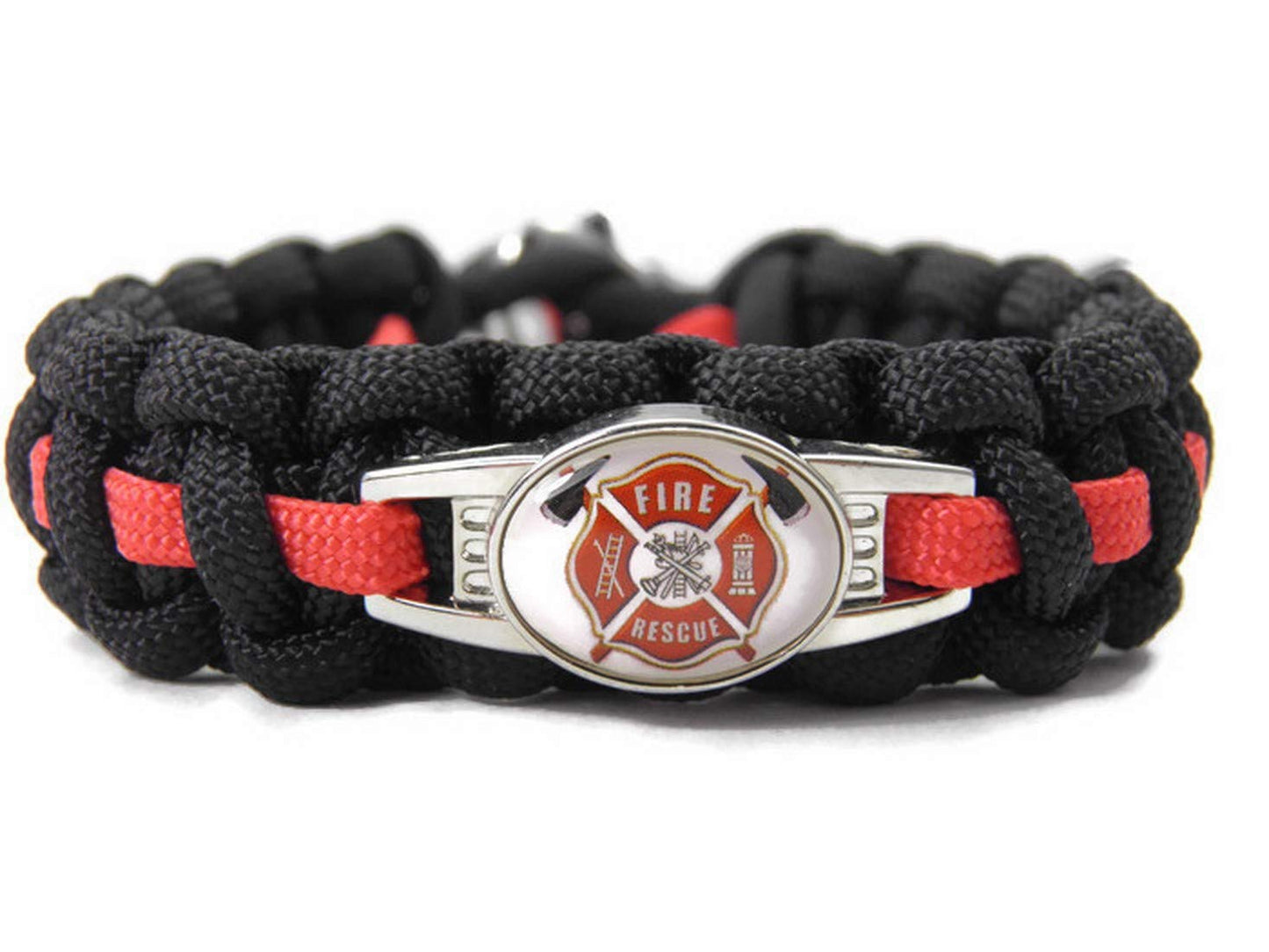 Hanse Charms-Paracord Firefighter Armband-Feuerwehr Armband-Thin Red Line-Verstellbar-auch mit Wunschlogo-Geschenk-Weihnachtsgeschenk