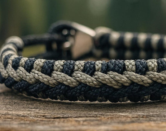 Paracord Bracelet Black & Grey | Handmade | Adjustable | Unisex Gift | Outdoor Accessory
